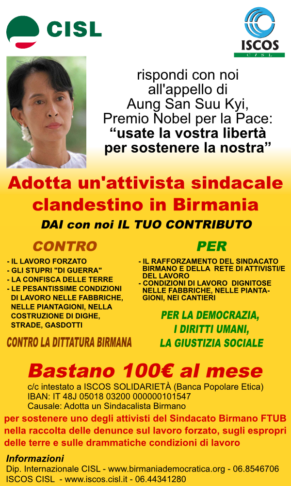 Adotta un sindacalista birmano