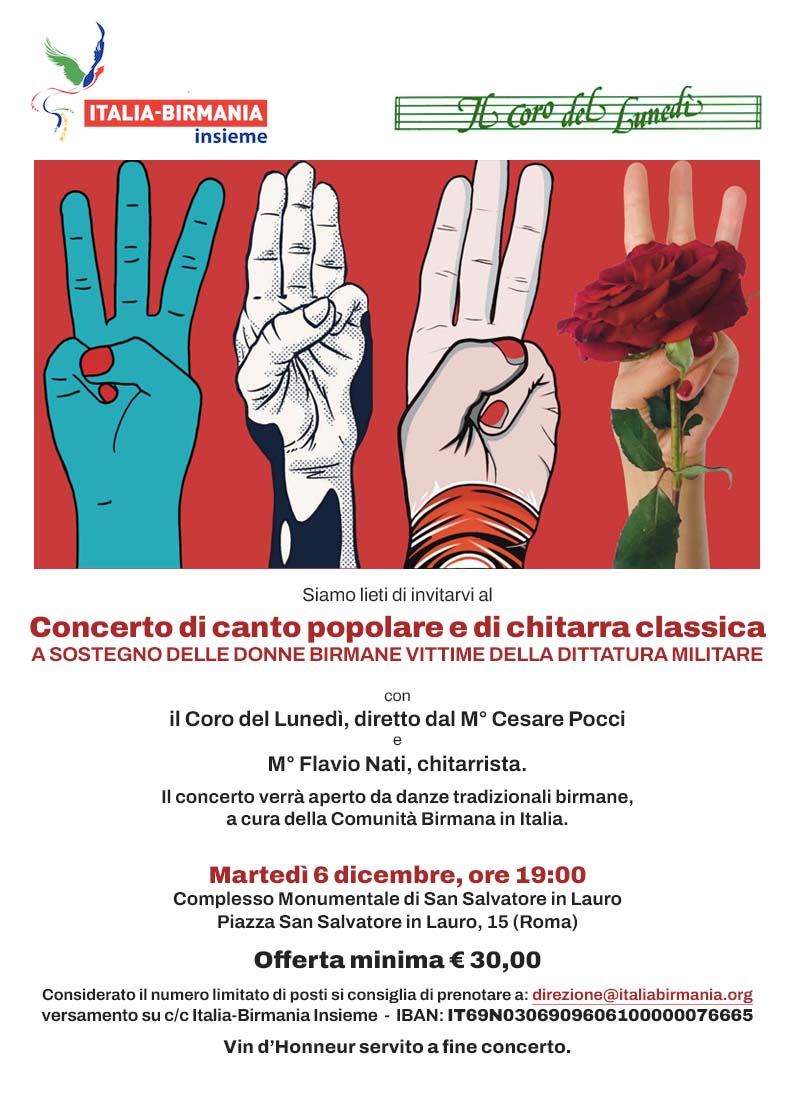CONCERTO A SOSTEGNO DELLE DONNE BIRMANE VITTIME DELLA DITTATURA